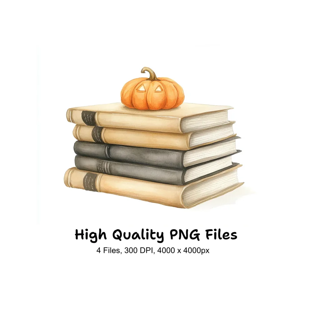 Autumn Pumpkin Book Stack Clipart Bundle