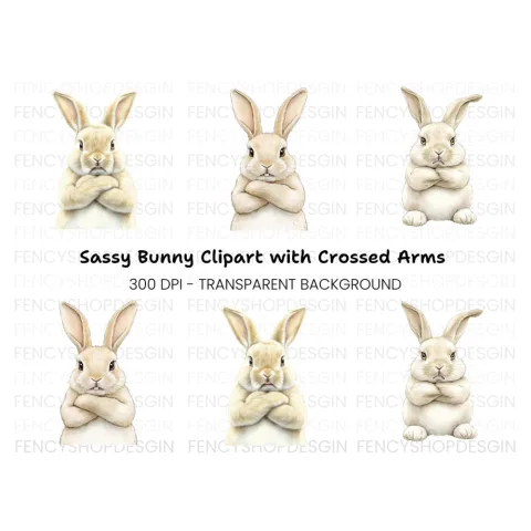 Grumpy Bunny Clipart Bundle