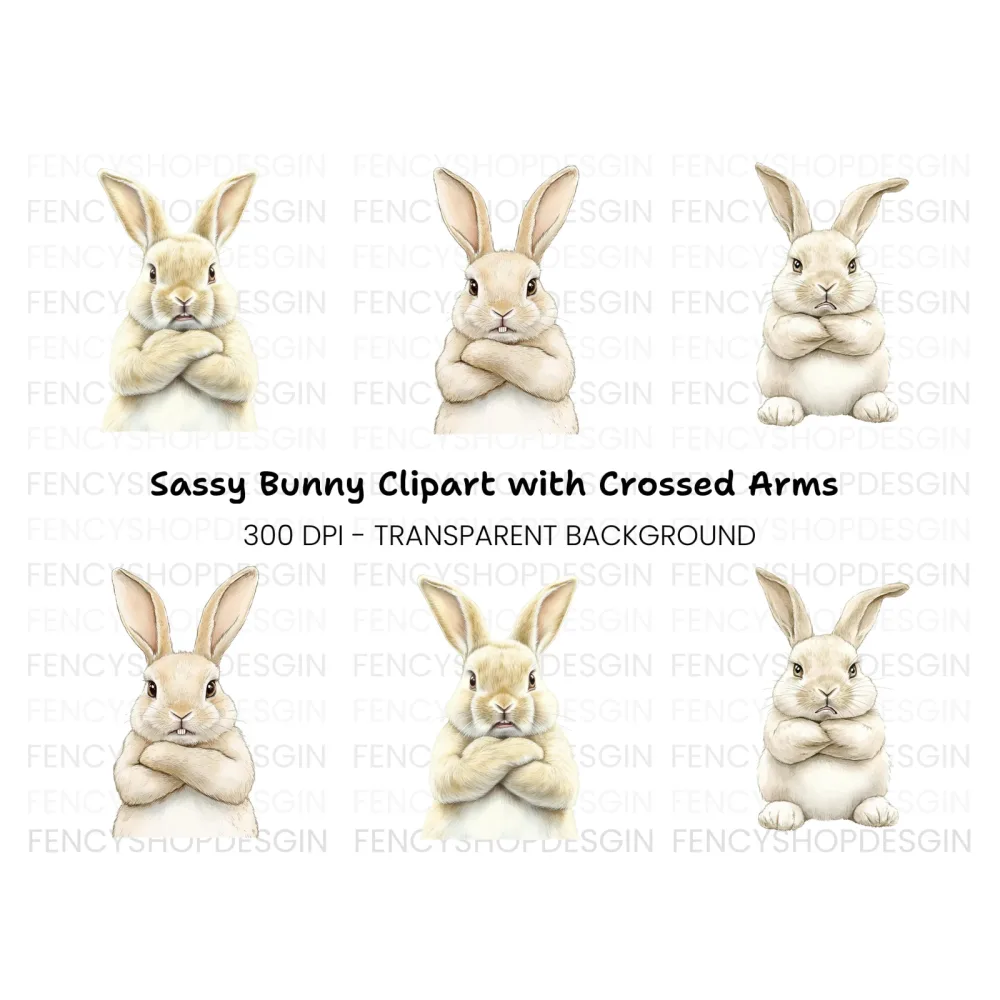 Grumpy Bunny Clipart Bundle
