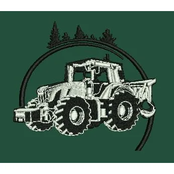 Tractor Forest Emblem Embroidery Design