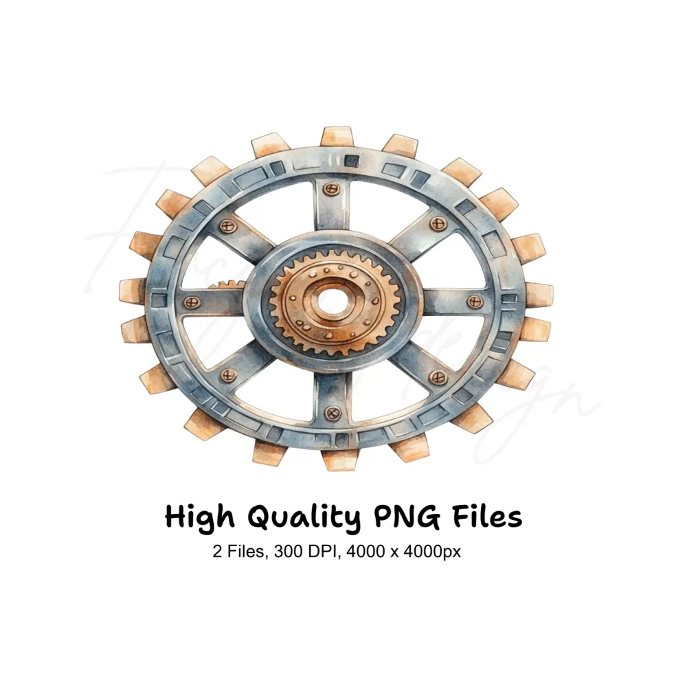 Industrial Steampunk Gear Wheel Clipart Bundle