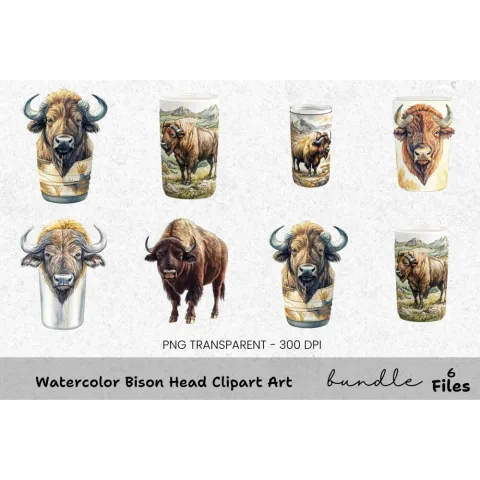Bison Head Clipart Bundle