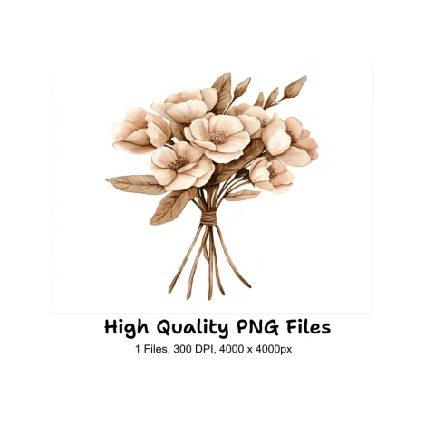 Elegant Sepia Floral Bouquet Clipart Bundle