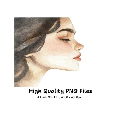 Elegant Female Profile Clipart Bundle