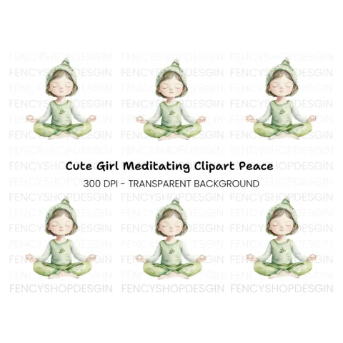 Cute Meditating Child Clipart Bundle