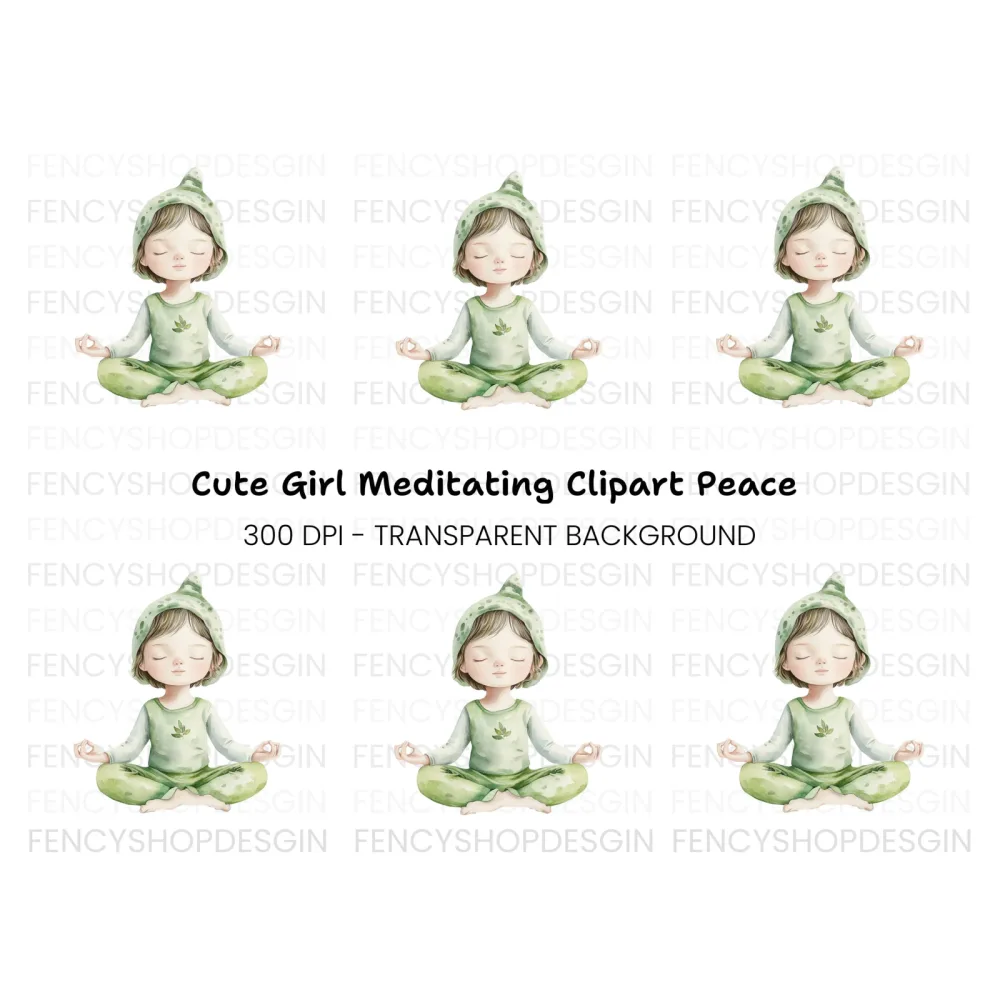 Cute Meditating Child Clipart Bundle