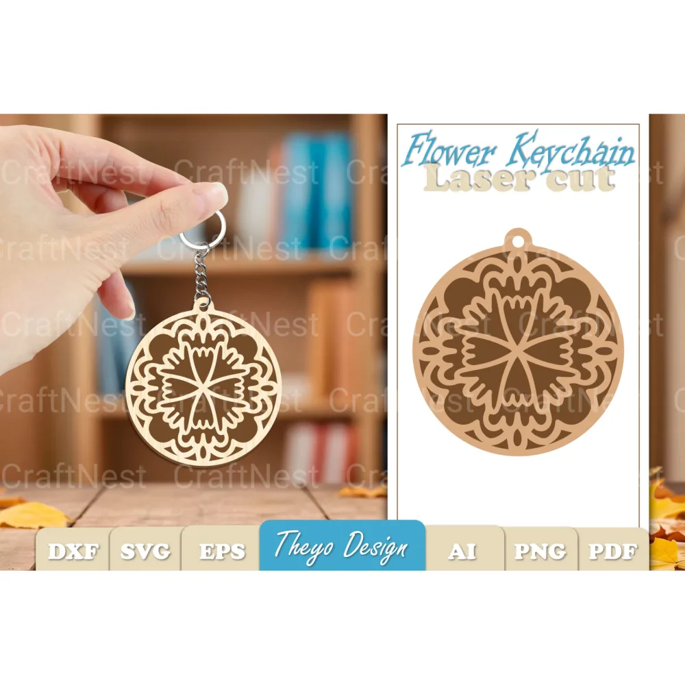 Flower Mandala Keychain SVG Bundle