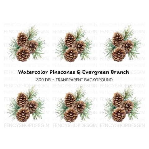 Pine Cones and Needles Clipart Bundle