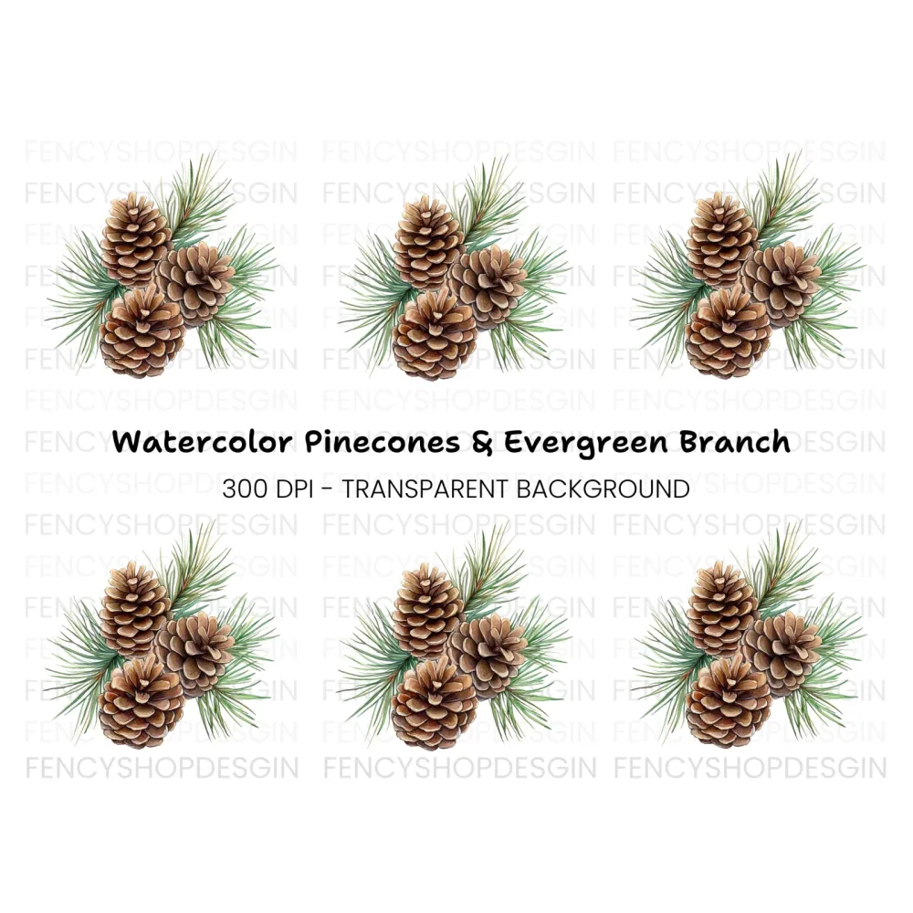 Pine Cones and Needles Clipart Bundle