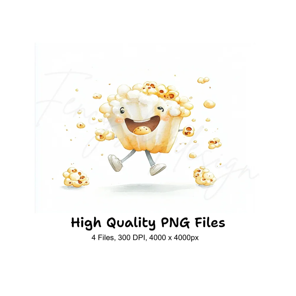 Happy Popcorn Characters Clipart Bundle