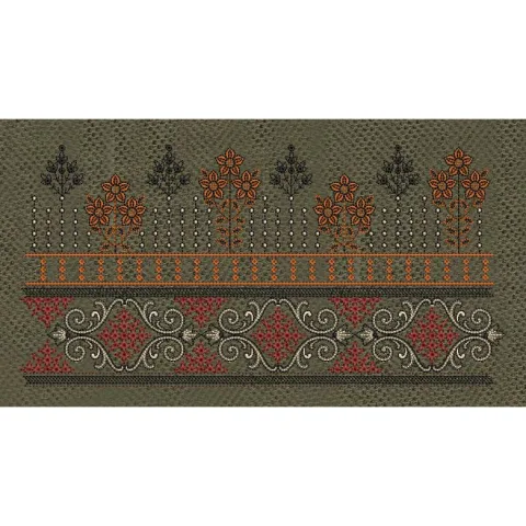Rust Floral Scroll Embroidery Design
