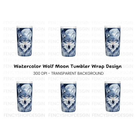 Blue Wolf Moon Tumbler Clipart Bundle