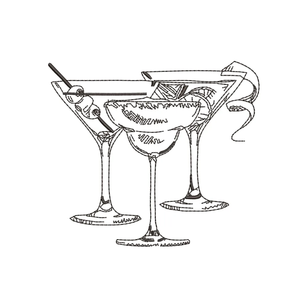 Wine Drink Embroidery Design
