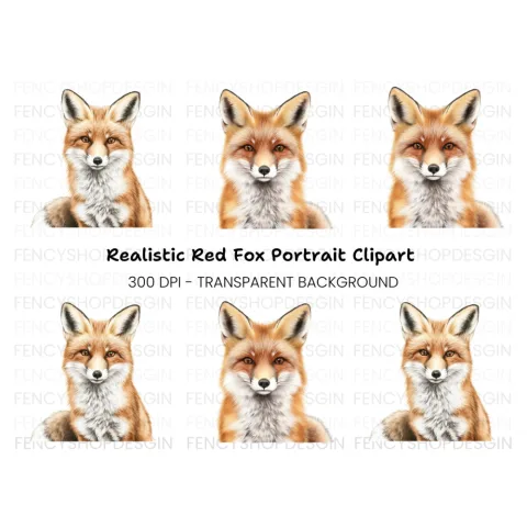 Adorable Fox Portraits Clipart Bundle
