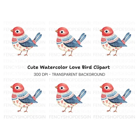 Cute Folk Bird Clipart Bundle