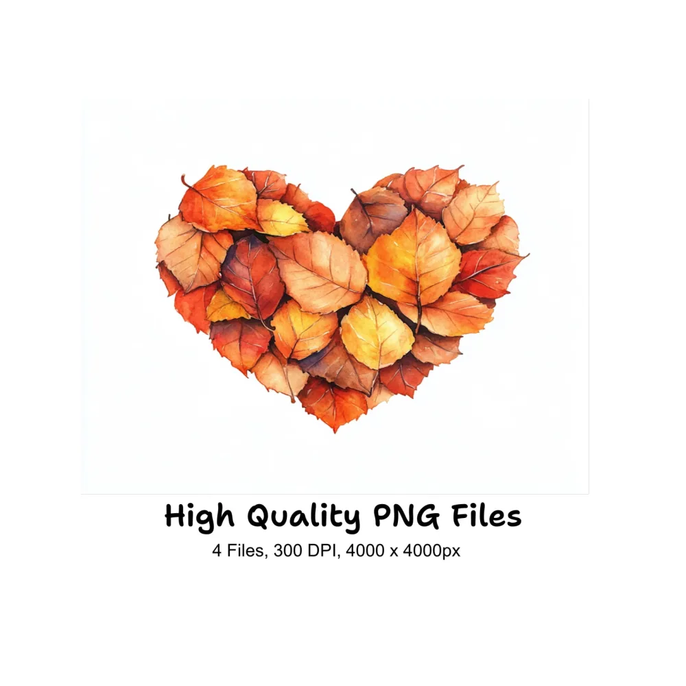 Autumn Leaves Heart Clipart Bundle