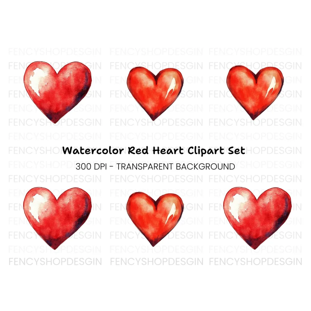 Red Hearts Clipart Bundle