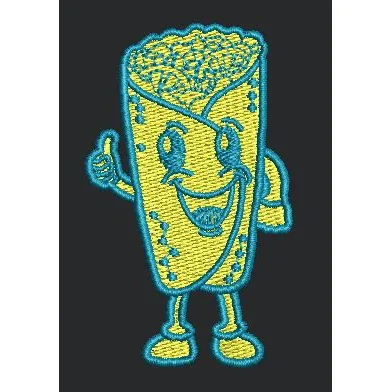 Cheerful Wrapped Food Character Embroidery Design