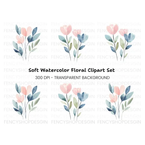 Abstract Floral Clipart Bundle