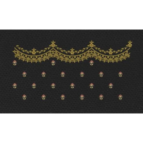 Floral Endless Border Golden Stars Embroidery Design