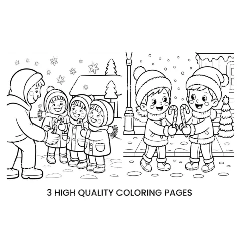 Winter Candy Cane Kids Coloring Books