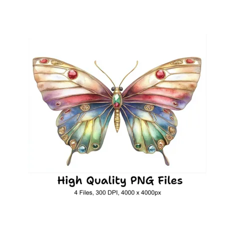 Gemstone Butterfly Clipart Bundle