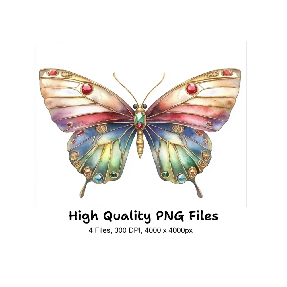 Gemstone Butterfly Clipart Bundle