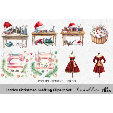 Cozy Christmas Crafting Clipart Bundle