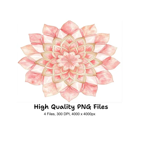 Pink and Gold Mandala Clipart Bundle