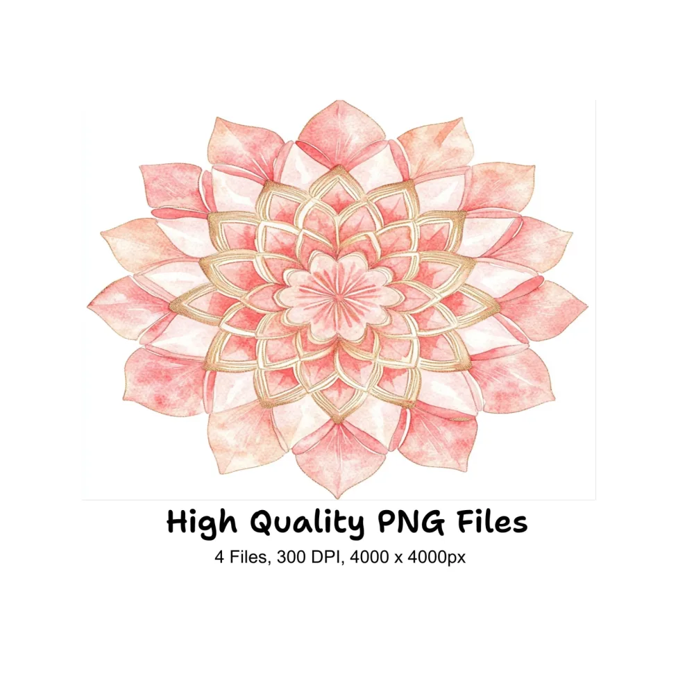 Pink and Gold Mandala Clipart Bundle