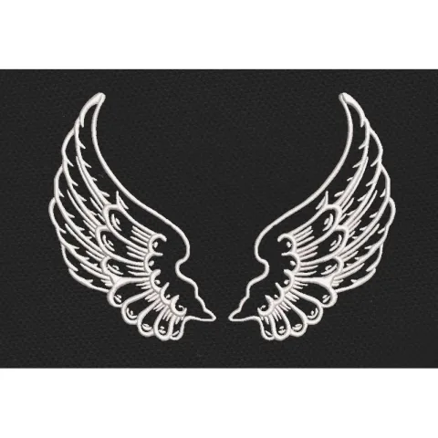 White Wings Angelic Feather Embroidery Design