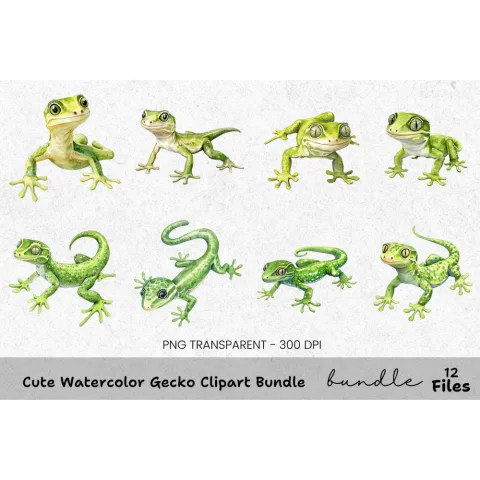 Cute Gecko Clipart Bundle