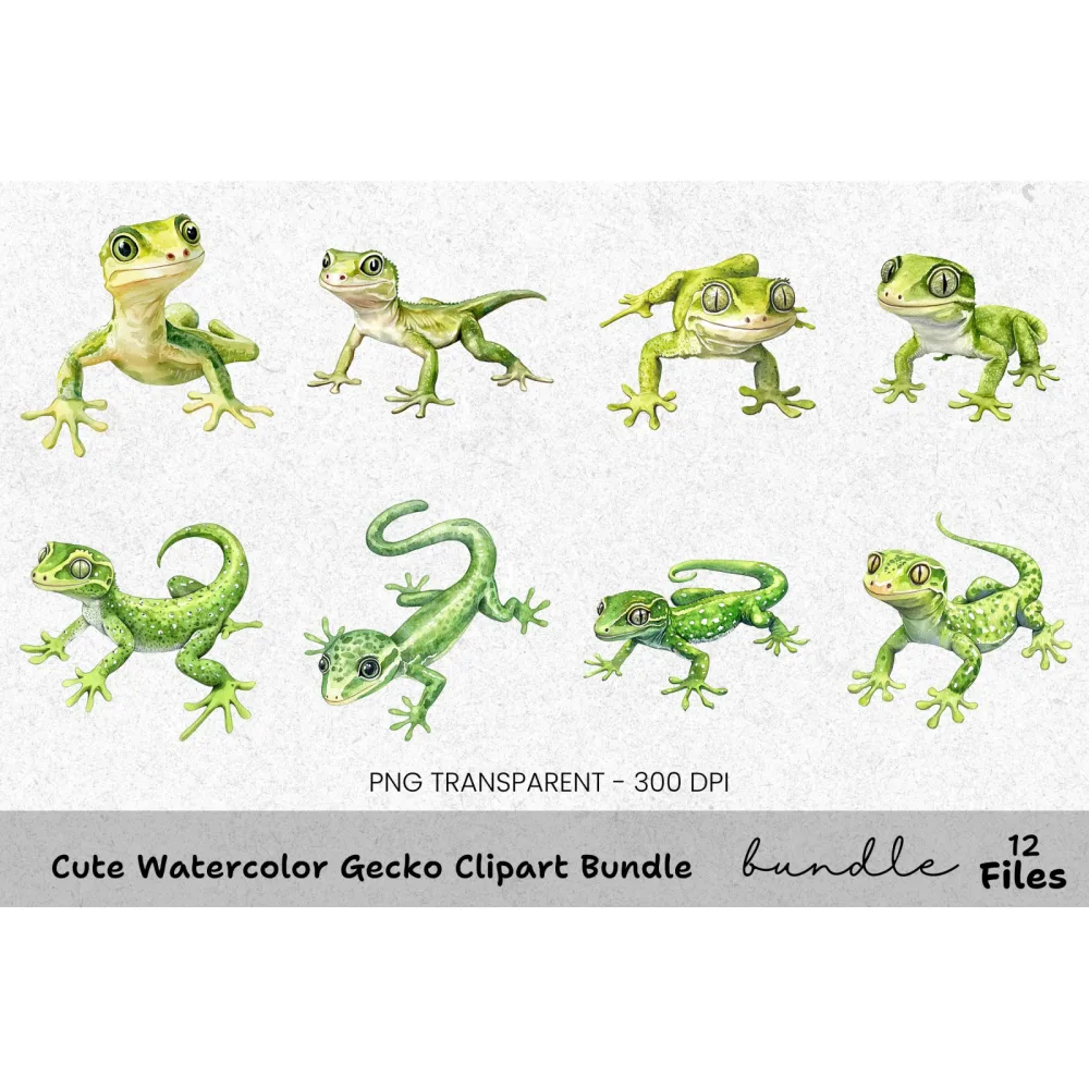 Cute Gecko Clipart Bundle