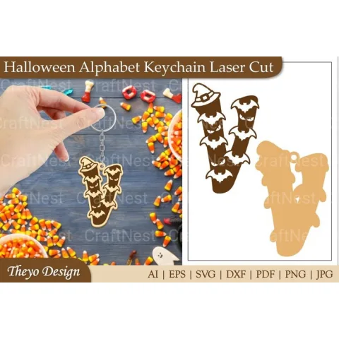 Halloween Keychain Alphabet SVG
