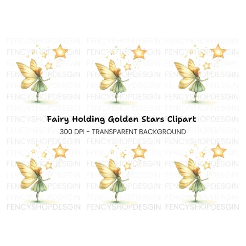 Fairy Holding Star Wand Clipart Bundle