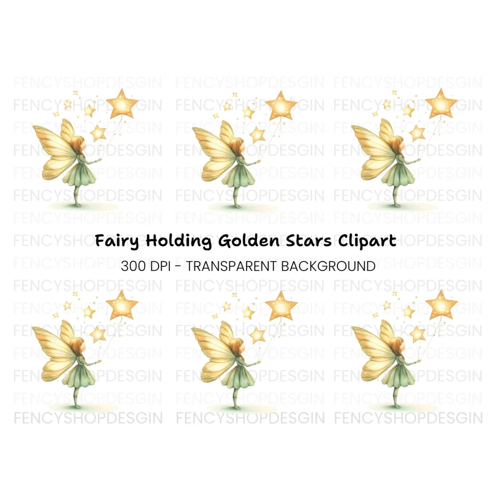 Fairy Holding Star Wand Clipart Bundle
