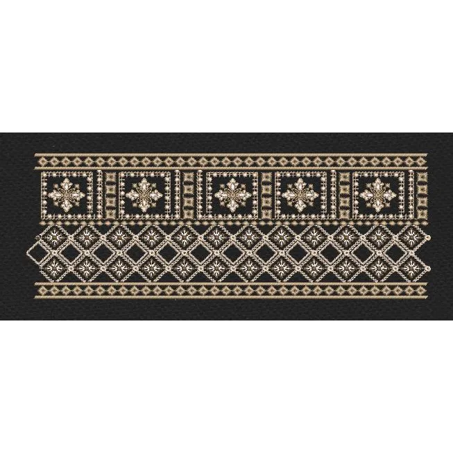 Floral Border Golden & Black Embroidery Design