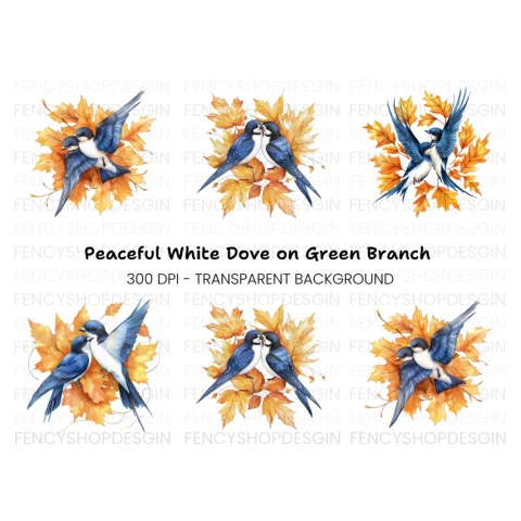 Swallows and Autumn Leaves Clipart Bundle