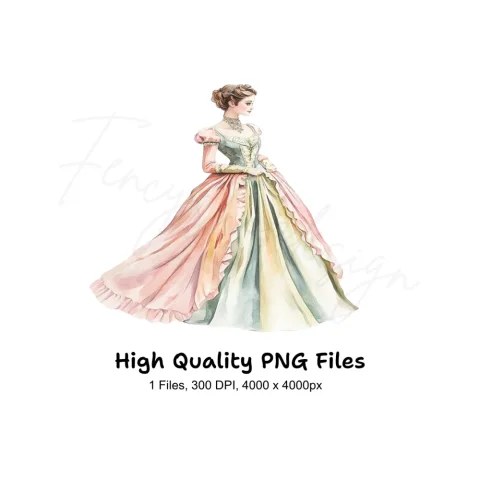 Elegant Victorian Ball Gown Clipart Bundle