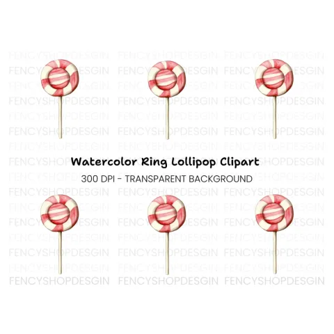 Round Striped Lollipop Clipart Bundle