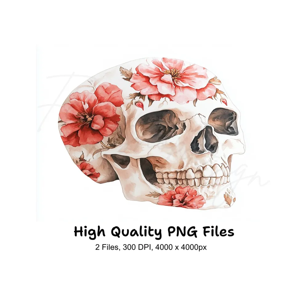 Floral Skull Clipart Bundle