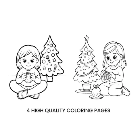 Christmas Kids and Fireplace Coloring Books