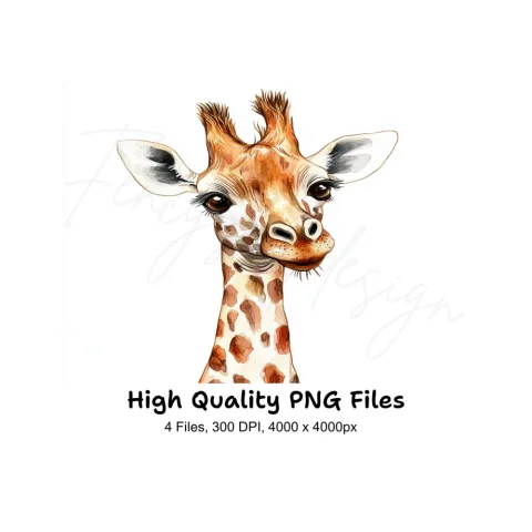 Cute Baby Giraffe Faces Clipart Bundle