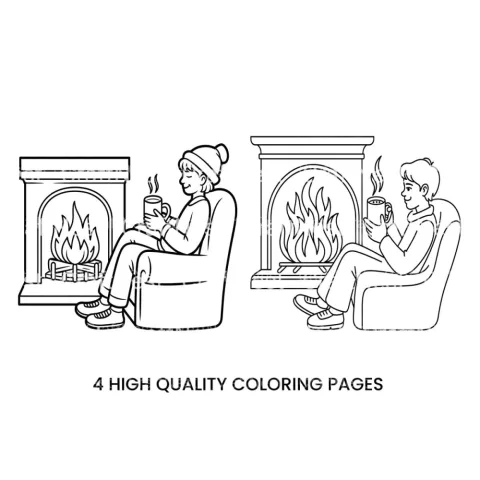 Cozy Fireplace Coloring Books