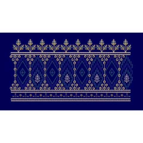 Leaf Crown Diamond Jaal Navy & Teal Gold Embroidery Design