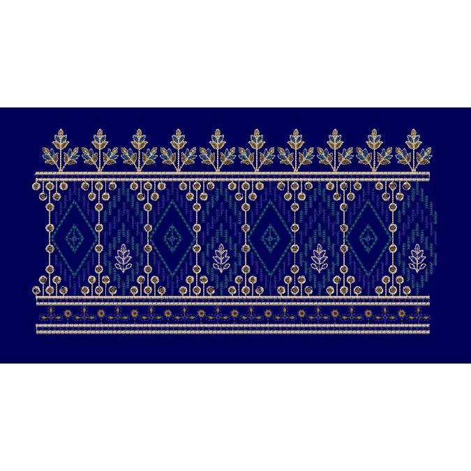 Leaf Crown Diamond Jaal Navy & Teal Gold Embroidery Design