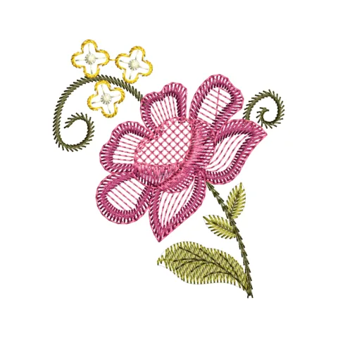 Heart Red Flower Embroidery Design