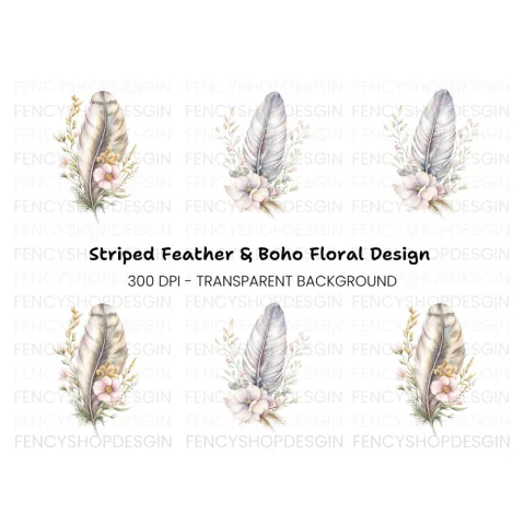 Feather Flower Clipart Bundle