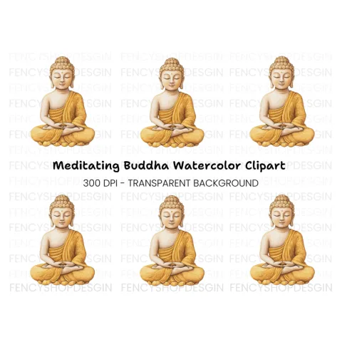 Meditating Buddha Illustration Clipart Bundle