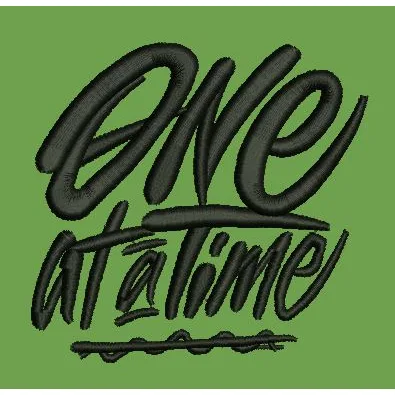 One At a Time Script Embroidery Design